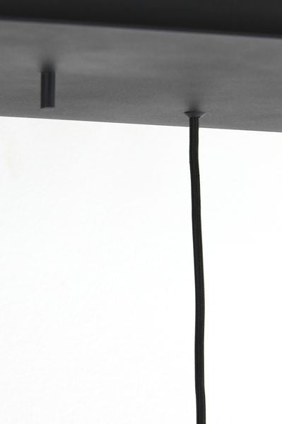 Hanglamp Mayson 10 lamps mat zwart+glas bruin