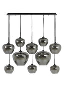 Hanglamp Mayson 10 lamps Mat zwart+Glas smoke Compleet