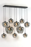 Hanglamp Mayson 10 lamps Mat zwart+Glas smoke Compleet