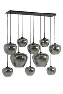 Hanglamp Mayson 10 lamps Mat zwart+Glas smoke Compleet
