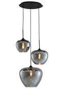 Hanglamp Mayson 3 Lamps Mat zwart+Glas smoke Compleet
