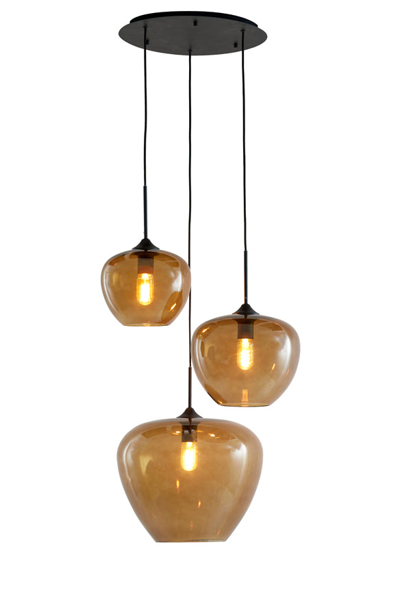 Hanglamp Mayson 3 Lamps  glas bruin-mat zwart