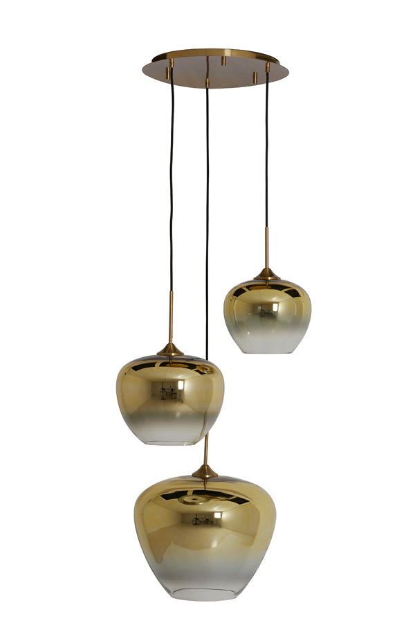 Hanglamp Mayson 3 Lamps glas goud-helder+goud