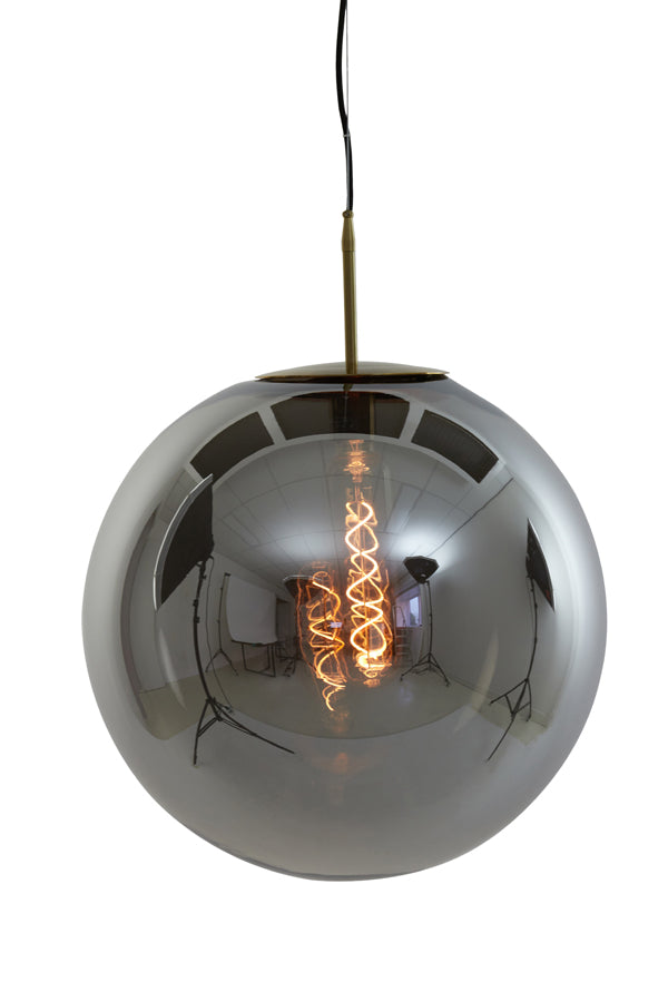 Hanglamp Medina Antiek brons-glas Smoke