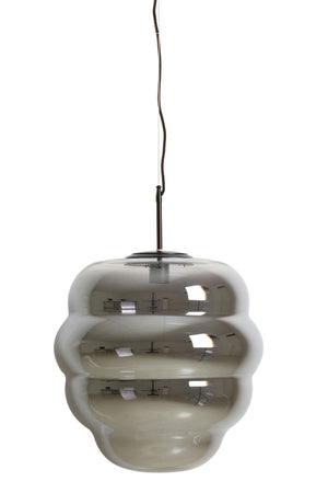 Hanglamp Misty glas smoke+mat zwart