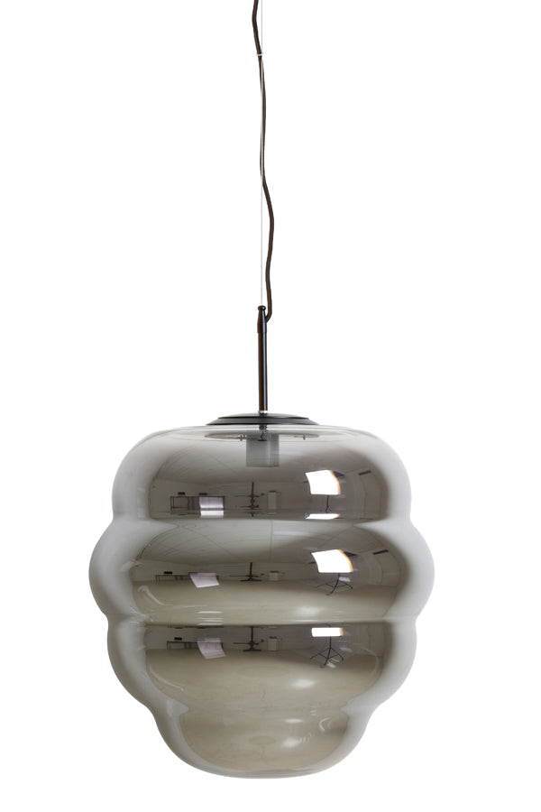 Hanglamp Misty glas smoke+mat zwart