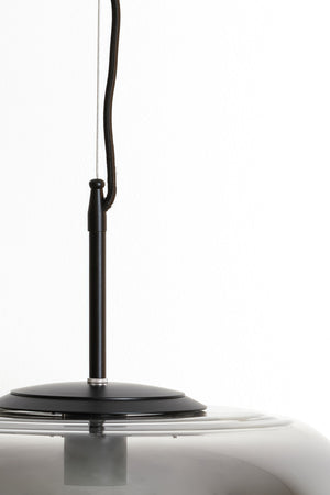 Hanglamp Misty glas smoke+mat zwart