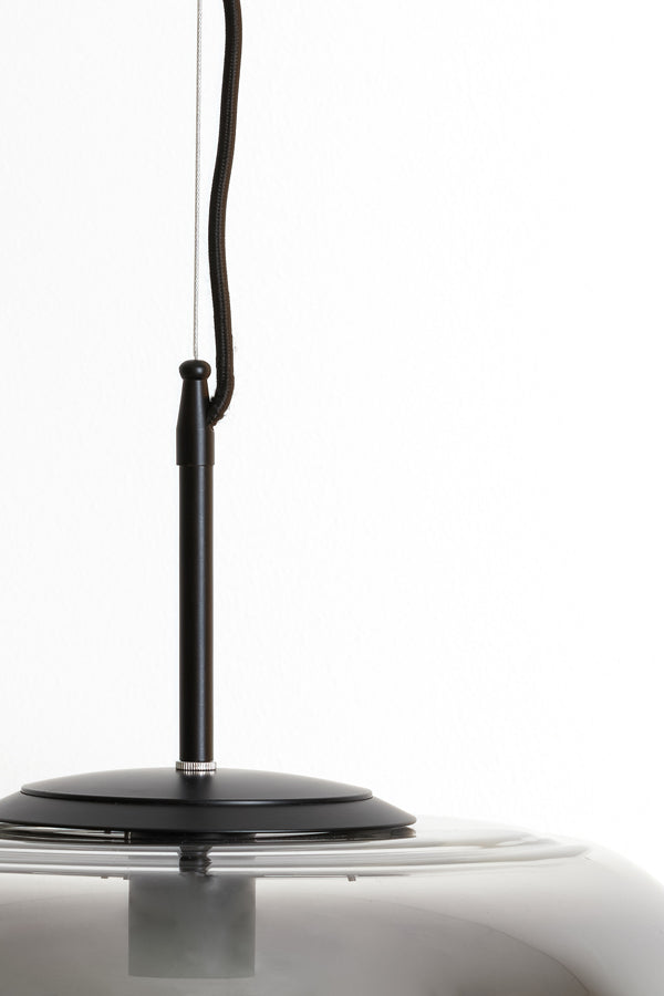 Hanglamp Misty glas smoke+mat zwart