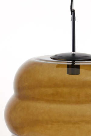 Hanglamp Misty glas bruin+mat zwart