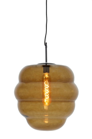 Hanglamp Misty glas bruin+mat zwart