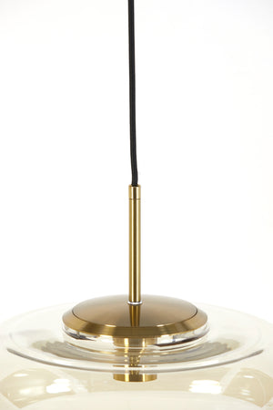 Hanglamp Misty glas amber+goud
