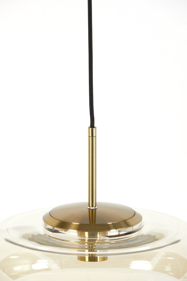 Hanglamp Misty glas amber+goud
