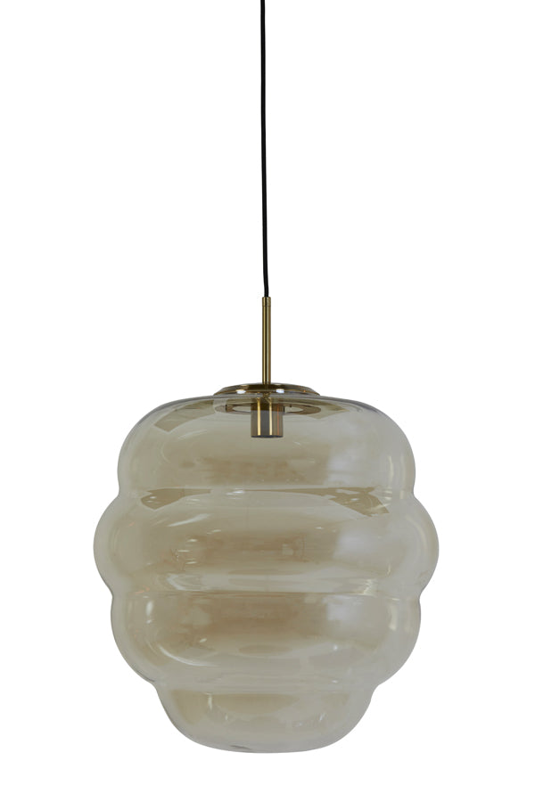 Hanglamp Misty glas amber+goud
