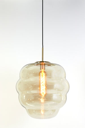Hanglamp Misty glas amber+goud