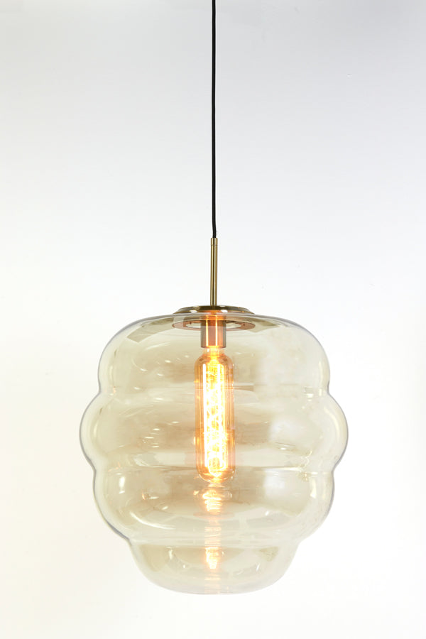 Hanglamp Misty glas amber+goud