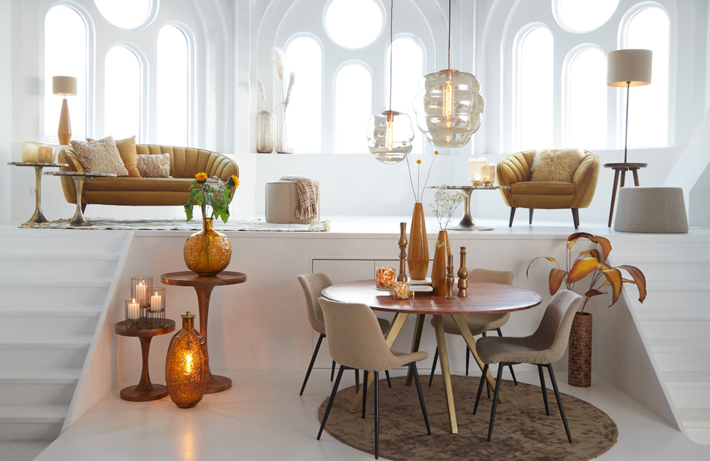 Hanglamp Misty glas amber+goud