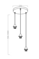 Universele 3 Lamps plafondplaat met 5 mtr. kabel
