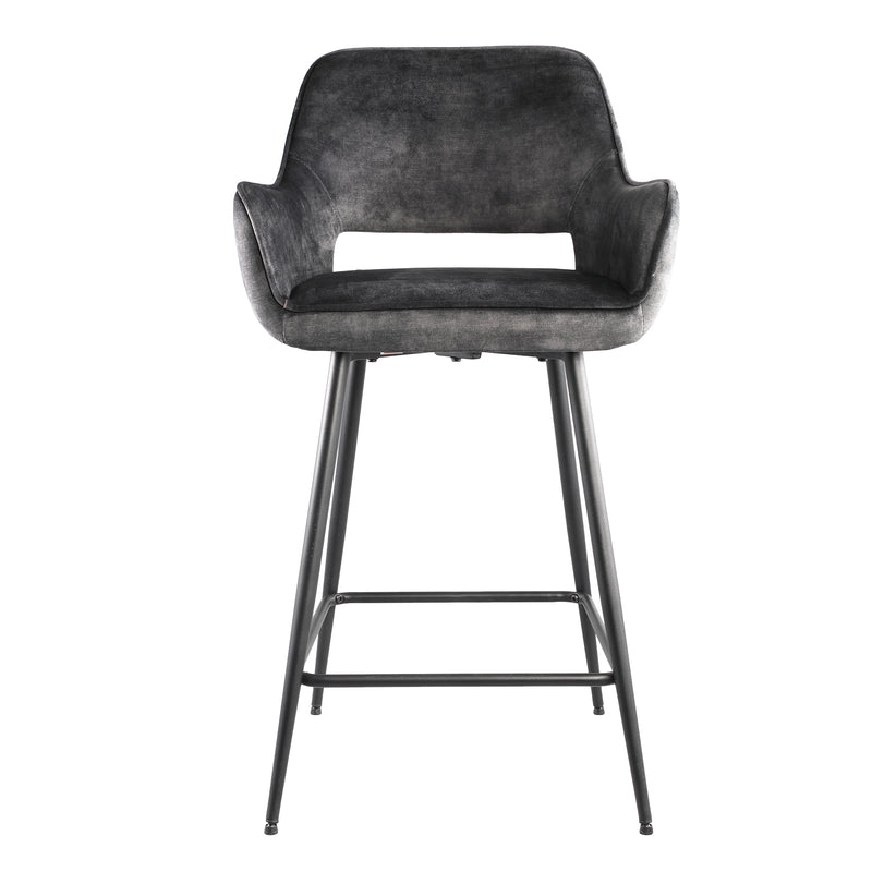 Fallon Velvet bar stool black metal legs Set van 2 stuks