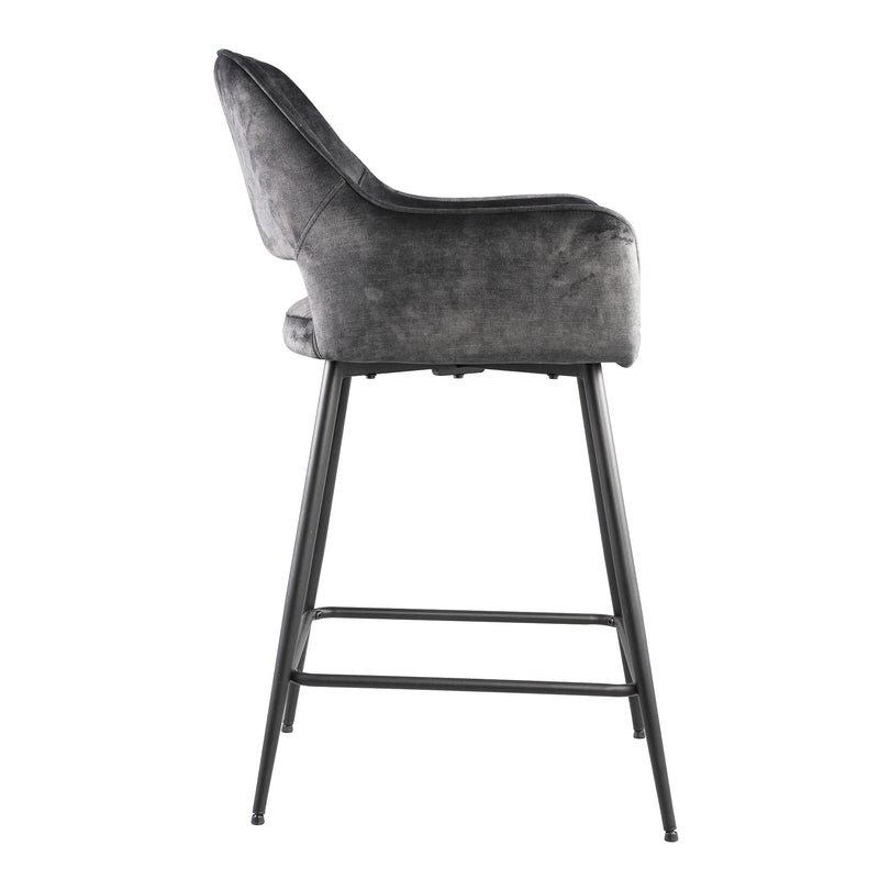 Fallon Velvet bar stool black metal legs Set van 2 stuks