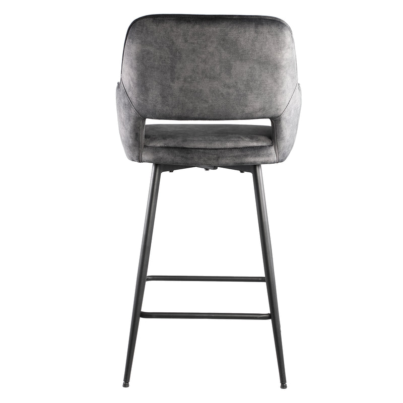 Fallon Velvet bar stool black metal legs Set van 2 stuks