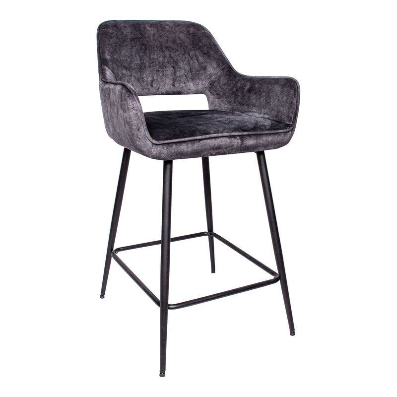 Fallon Velvet bar stool black metal legs Set van 2 stuks