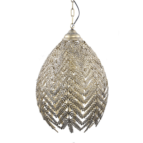 Katie Gold metal hanging lamp with leaves