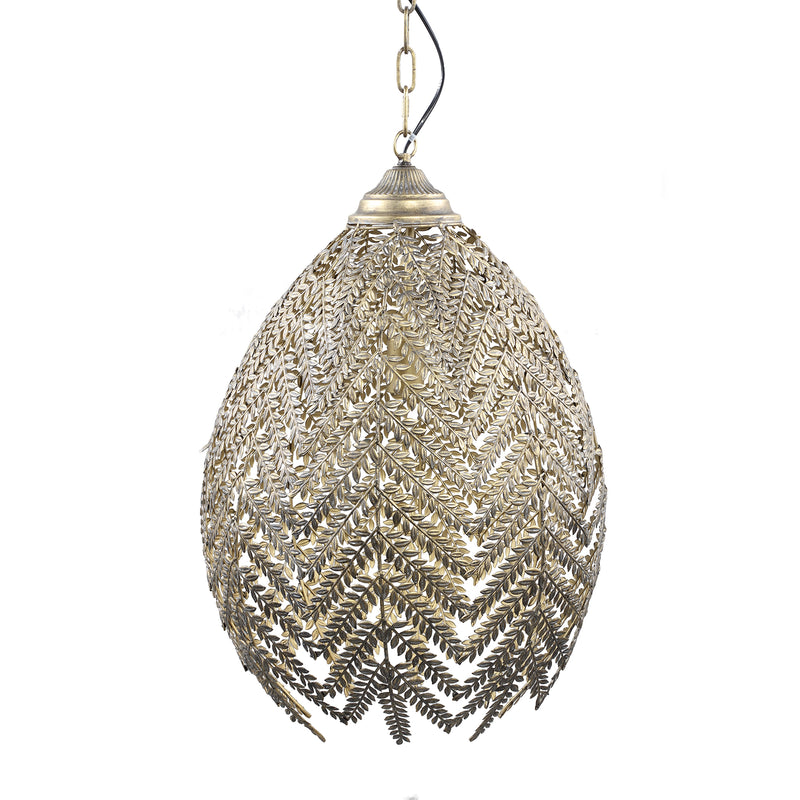 Katie Gold metal hanging lamp with leaves