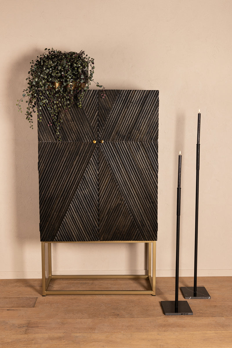 Leyna Black mango wood golden frame cabinet high