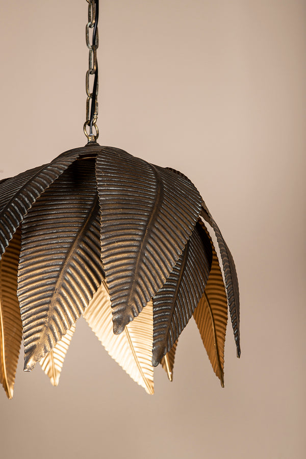 Marinth Gold metal hanging lamp feathers round L