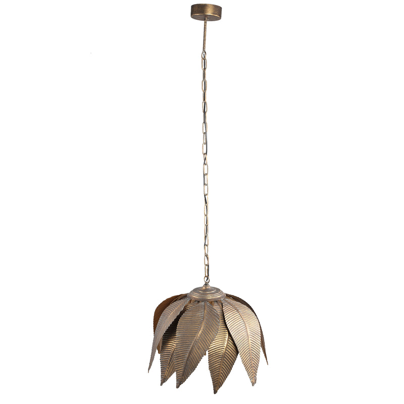 Marinth Gold metal hanging lamp feathers round L