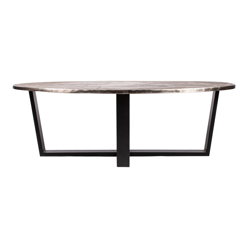Juup silver iron oval coffeetable black frame
