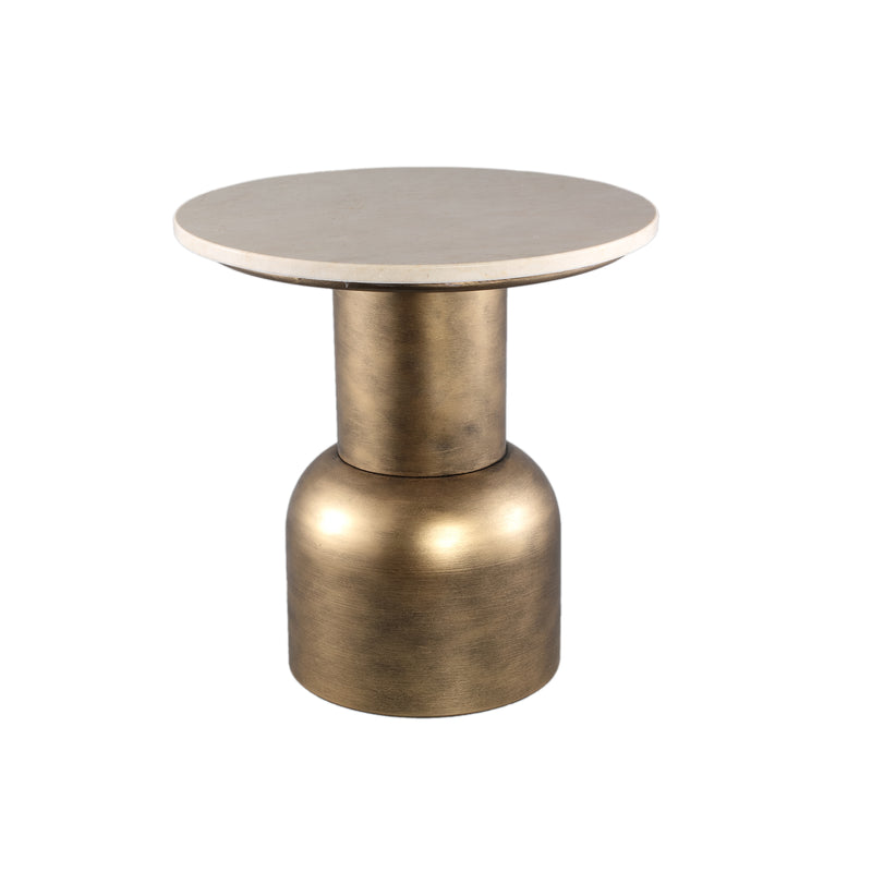Meriko Cream Marble sidetable with gold base