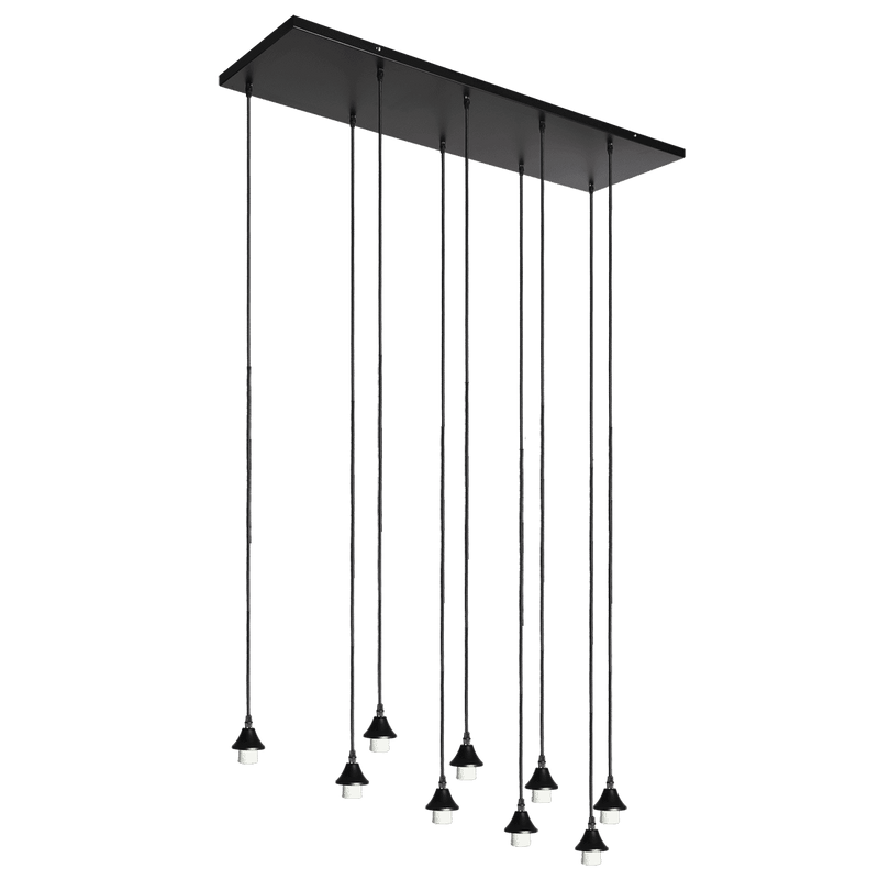 Nikilo/Quinto/Mayson 9 Lamps plafondplaat met 5 mtr. kabel rechthoekig
