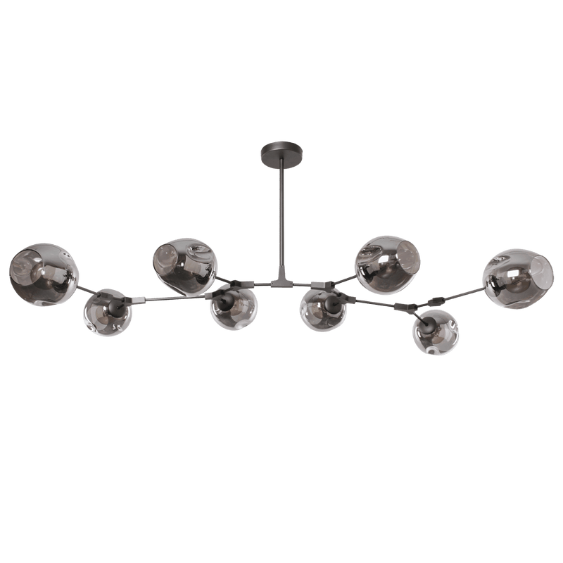 Hanglamp Laurens 8 lichts grijs+fumé kleurig glas