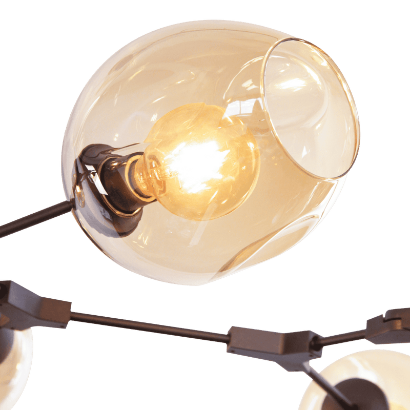 Hanglamp Laurens 8 lichts grijs+amberkleurig glas