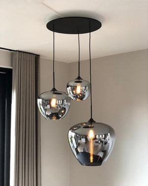 Hanglamp Mayson 1 lamps Mat zwart+Glas smoke