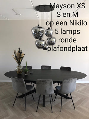 Hanglamp Mayson 1 lamps Mat zwart+Glas smoke