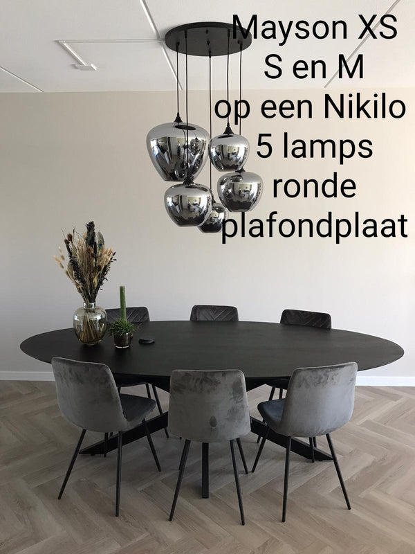 Hanglamp Mayson 1 lamps Mat zwart+Glas smoke