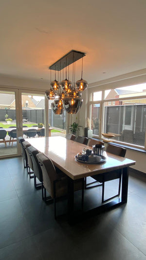 Hanglamp Mayson 10 lamps Mat zwart+Glas smoke Compleet