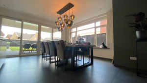 Hanglamp Mayson 10 lamps Mat zwart+Glas smoke Compleet