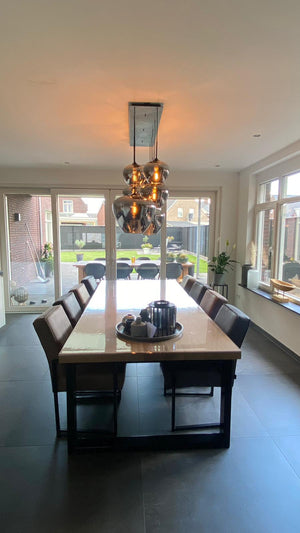 Hanglamp Mayson 10 lamps Mat zwart+Glas smoke Compleet
