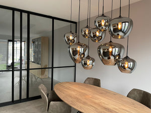 Hanglamp Mayson 10 lamps Mat zwart+Glas smoke Compleet