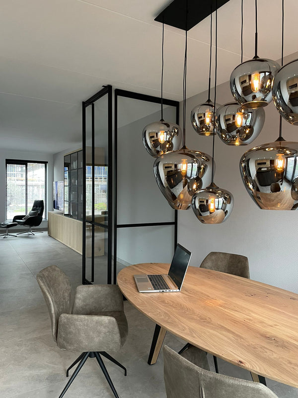 Hanglamp Mayson 10 lamps Mat zwart+Glas smoke Compleet