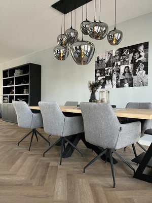 Hanglamp Mayson 1 lamps Mat zwart+Glas smoke