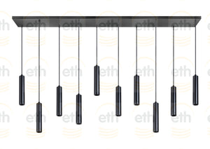 Miller Hanglamp 10x E27 Zwart