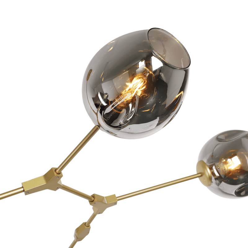 Hanglamp Laurens 5-lichts goud + rookkleurig glas