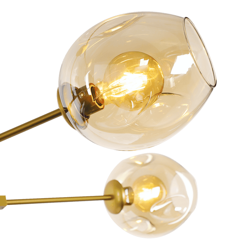Hanglamp Laurens 5 lichts goud + amber glas