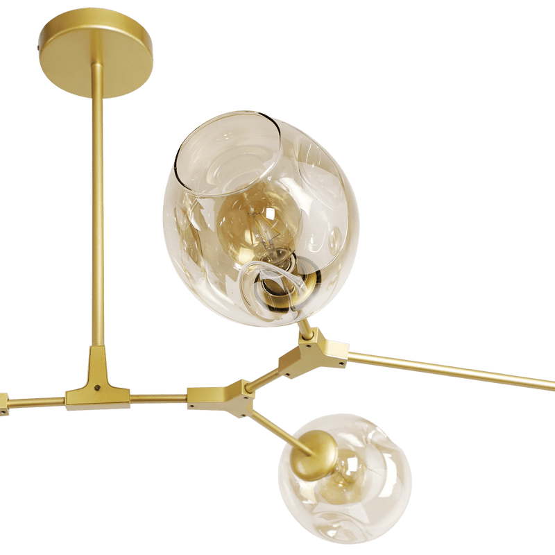 Hanglamp Laurens 8 lichts goud + amber glas